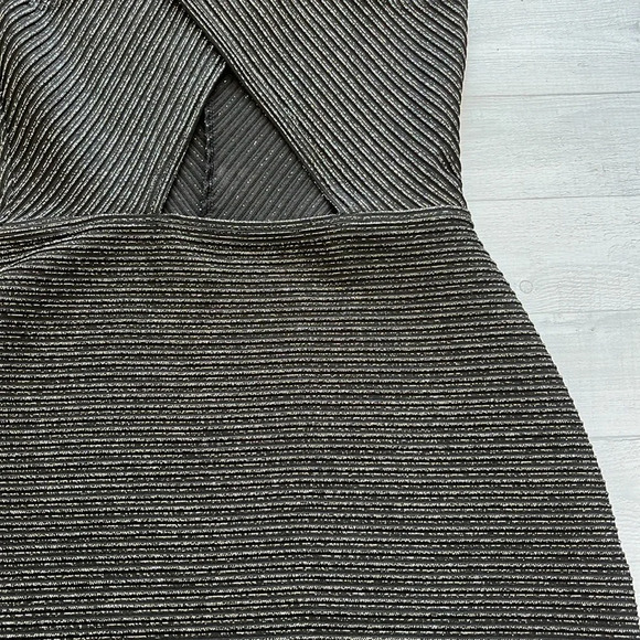 MANGO Casual Stretch Black Metallic Stripe Racerback Dress Size XS - Picture 4 of 5